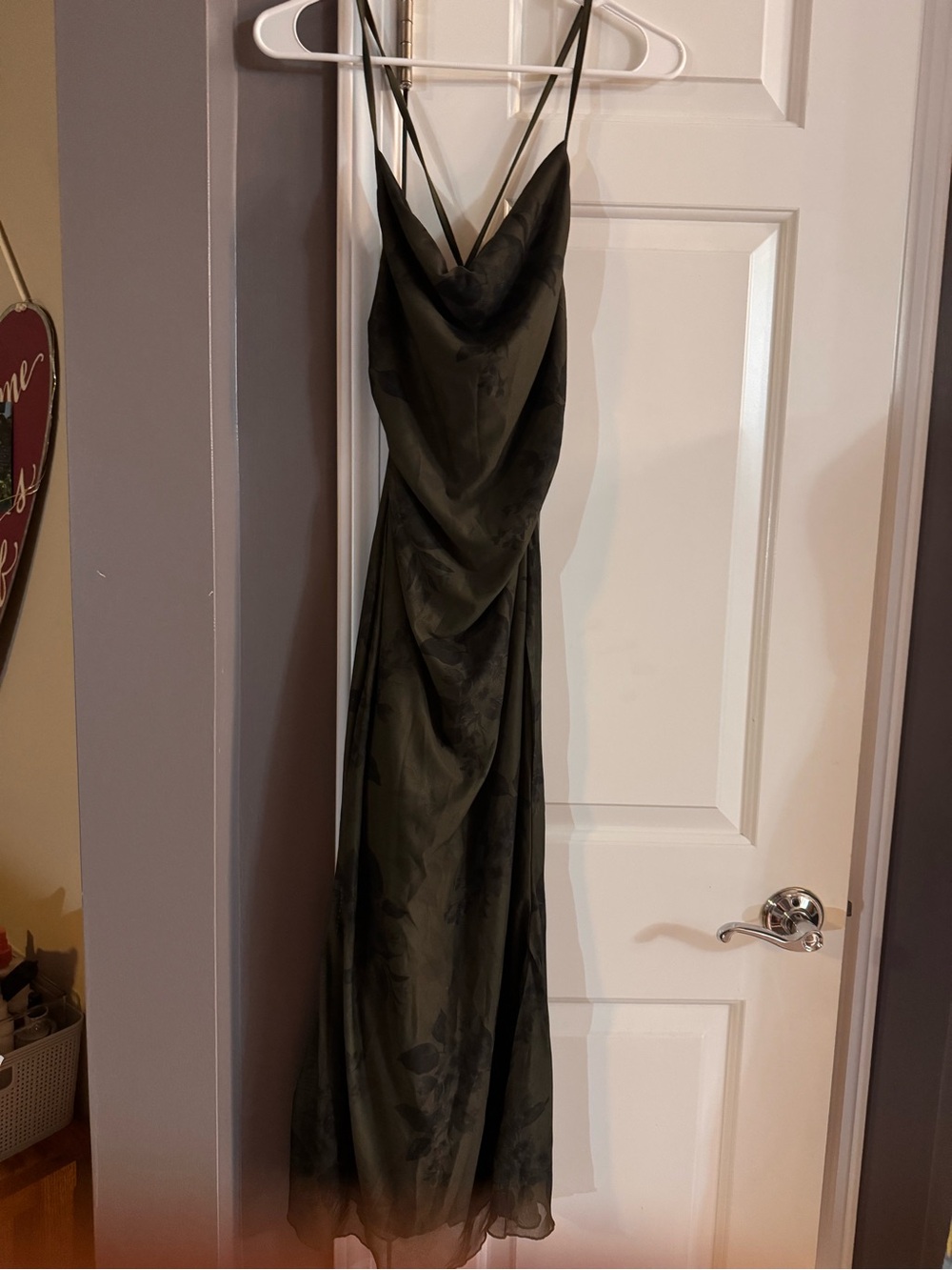 Romwe Olive Green Cowl Neck Slip Dress